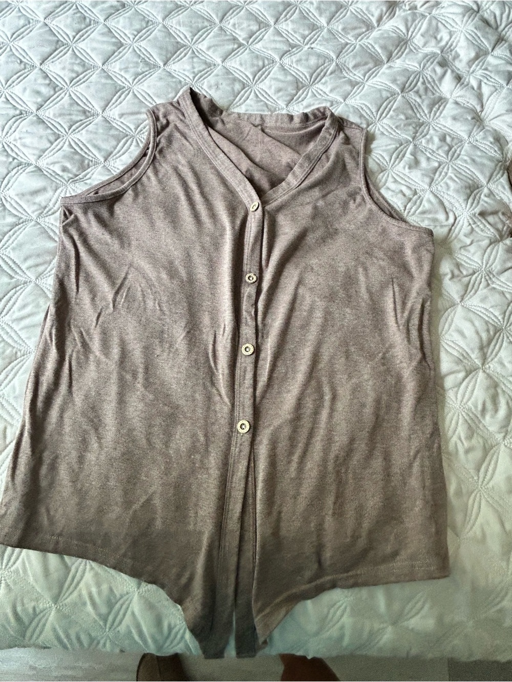🔥$4 Sleeveless Button-Front Women's Top in Taupe